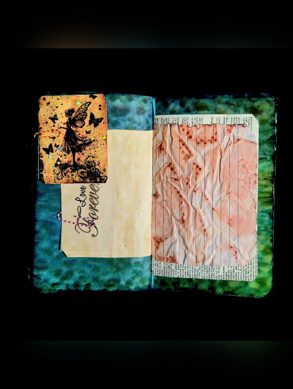 Fairy Mushroom Nature Handmade Junk/Creative Journal Vivid FluffyTextured Book
